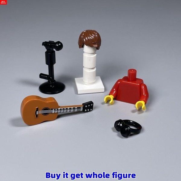Klocki MOC Muzyka Figurka 4Cm Nakrycie GłOwy Gitara Statyw Mikrofonu Instrument Skupione Na Nauce Klocki Zabawki Prezenty-image