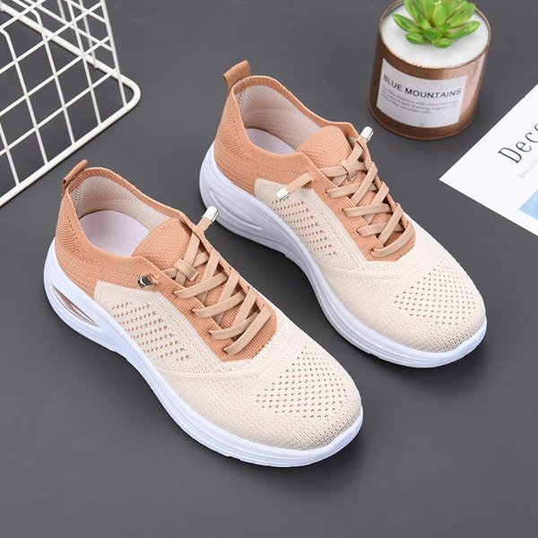 Zapatos Para Mujer Nuevos Zapatos De Mujer De Comercio Exterior, Calcetines Casuales Con Cordones, Zapatos De Malla, Zapatos Deportivos De Suela Blanda Para Mujer 40-image