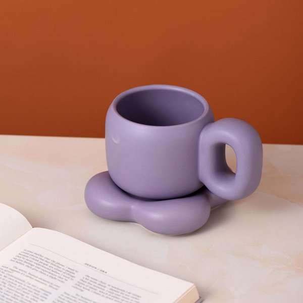 Uroczy Kubek Na Wodę Gruby Kubek Kubek Ceramiczny Kreatywny DużY PierśCień Uchwyt Na RęKę Kubek Do Kawy Dla Pary Spodek Kubek Na Wodę Do Biura 501-600Ml-image