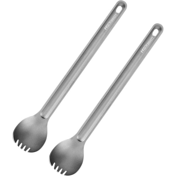 2 Szt. Ti DłUgi Uchwyt SztućCe ŁYżKa I Spork Zestaw Na Kemping Na ZewnąTrz WęDróWki Piknik 2Pcs Spork-image