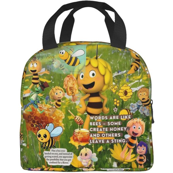 La Abeja Maya Con Flores Dibujos Animados Accesorios Bolsa De Almuerzo TéRmica Para El Trabajo Caja De Comida Refrigerador TéRmico PortáTil Fiambreras Option 1-image
