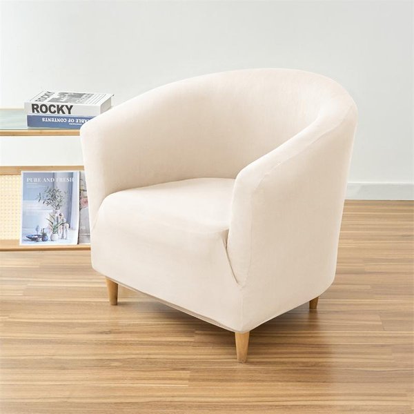 1 Szt. Pokrowiec Na Fotel Klubowy Typu Tub W Jednolitym Kolorze, Elastyczny Pokrowiec Na KrzesłO Barowe, Elastyczny Pokrowiec Na Sofę Jednoosobową Na Ladę, Do Sypialni, Salonu Beige-image