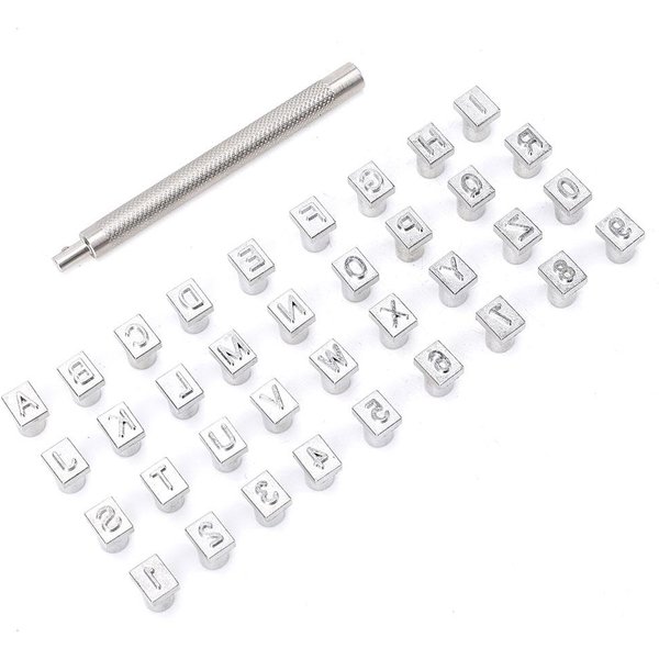 36 Sztuk Zestaw Stempli Alfabetu I Cyfr DIY SkóRzane RzemiosłO Zestaw NarzęDzi Do Stemplowania(6 Mm )-image