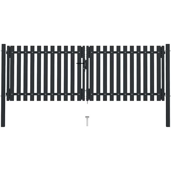 Vidaxl Puerta De JardíN Doble Puerta Valla Piel Acero 300X75 Cm Antracita-image