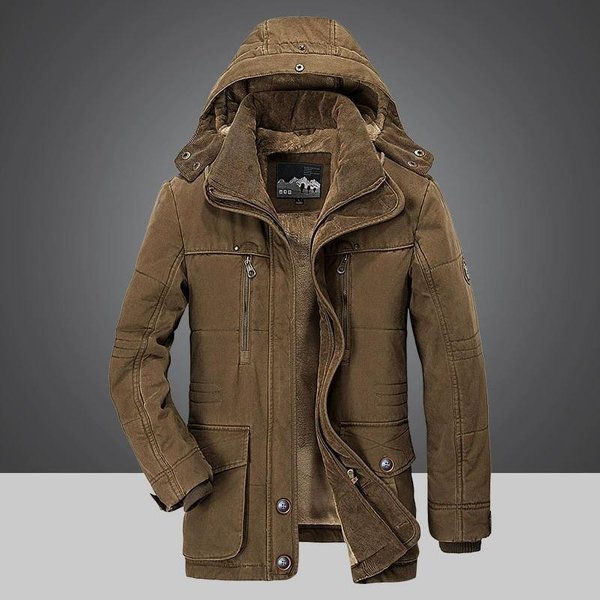 Ropa De Terciopelo Gruesa Mediana Y Larga Para Mediana Edad Y Ancianos, Talla Grande, Chaquetas Acolchadas De AlgodóN Para Ancianos Con MúLtiples Bolsillos 6XL Café-image