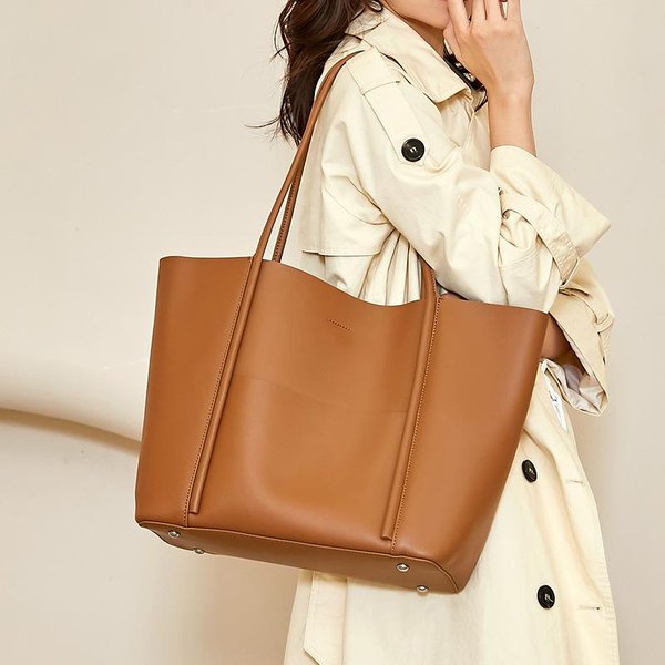 Bolso Tote Nuevo Gran Capacidad Bolso Cubo De Cuero Jurgent Para Mujer Bolso De Hombro Niche Para Ir Al Trabajo-image