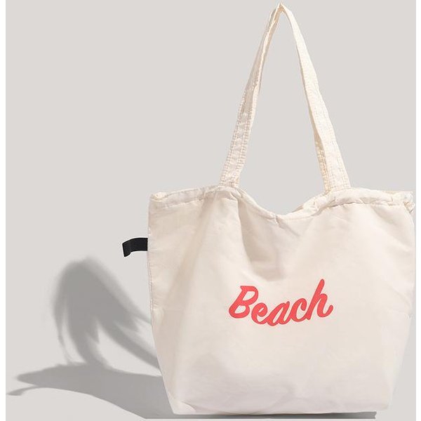 Bolsa De Lona Con CordóN Estilo Perezoso De Verano Bolso Tote Bolso De Hombro Estilo Coreano Ins White-image