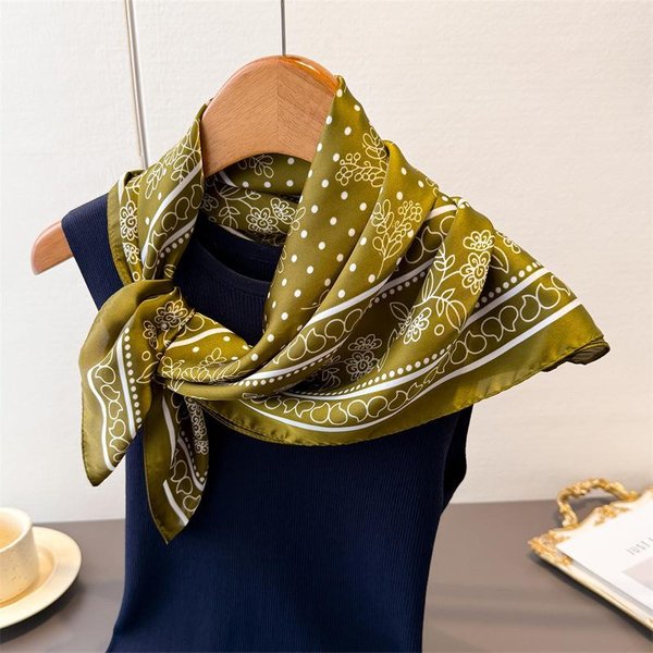 70X70Cm Jedwabny Kwadratowy Szalik Z Wzorem Paisley Damski Luksusowy MięKki Satynowy 70*70Cm Chusteczka Opaska Na WłOsy Foulard Zawiastka Na Szyję Chusta Na GłOwę Pani HidżAb 70X70Cm Beige-image
