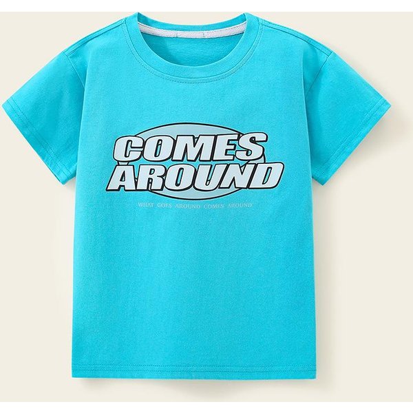 Ropa Infantil Camiseta De Manga Corta Para NiñOs AlgodóN Ropa De Verano Para NiñAs Bebé Bebé Verano Tops Para NiñOs 140Cm Blue-image