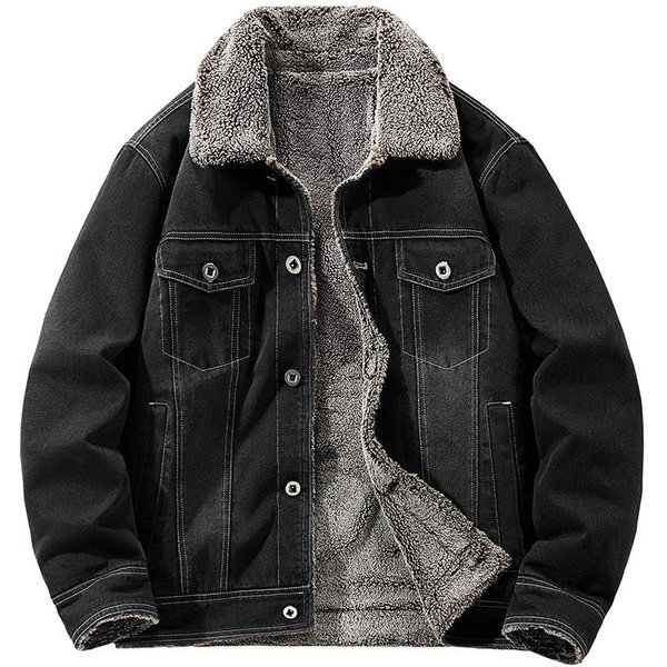 Nuevo Denim Para Hombre MáS Terciopelo Engrosado AlgodóN CáLido Tops Chaquetas Juveniles Chaquetas De OtoñO E Invierno Para Hombre A La Moda 3XL Gray-image