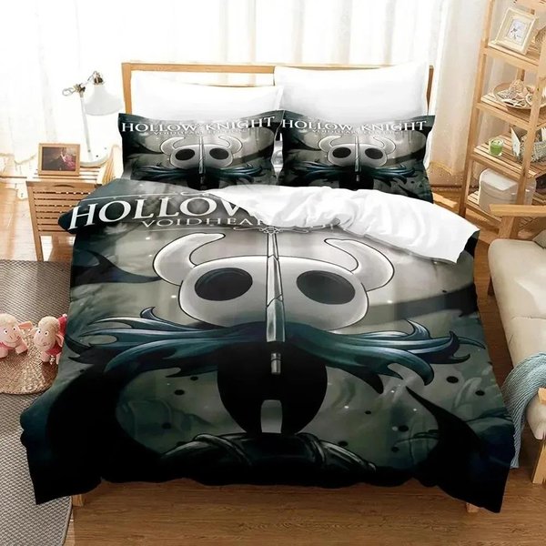 Kolekcja PośCieli Anime Gra Hollow Knight Poszewka Na KołDrę Kolekcja PośCieli Poszewka Na KołDrę Poszewka Na Poduszkę KołDra Rozmiar KróLewski KróLowej PośCiel Dla ChłOpcóW DorosłYch Kolekcja PośCieli 70X133Cm 2Pcs-image