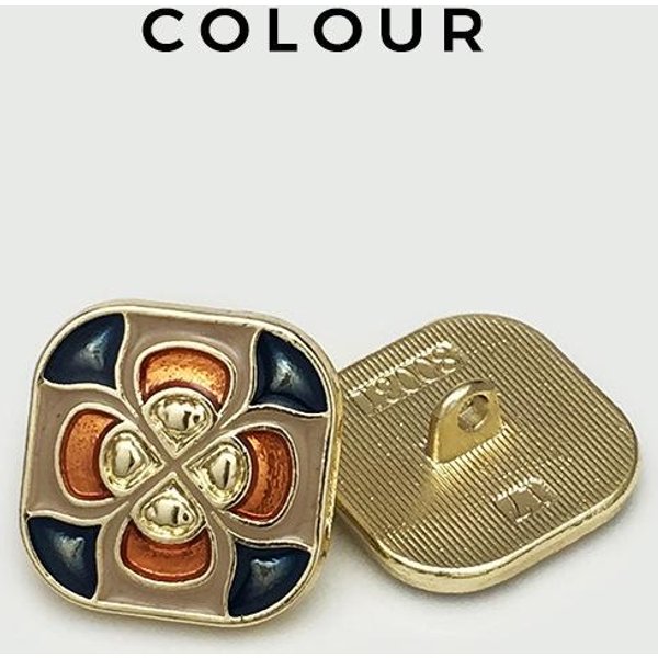 10 Sztuk Emaliowanych Kolorowych Metalowych GuzikóW W Stylu Narodowym Wypalany Niebieski Olej PałAcowy Kwadratowy Kwiat Guzik OdzieżOwy 17Mm*19Mm-image