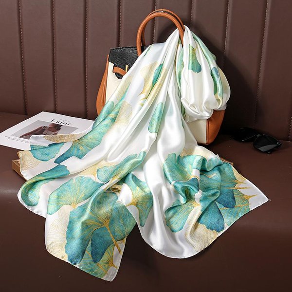 DiseñO Bufanda Hijab De Seda Satinada Moda Mujer Verano Protector Solar Playa Chal Envoltorios Bufanda PañUelo De Cabeza Femenino Echarpe One Size-image