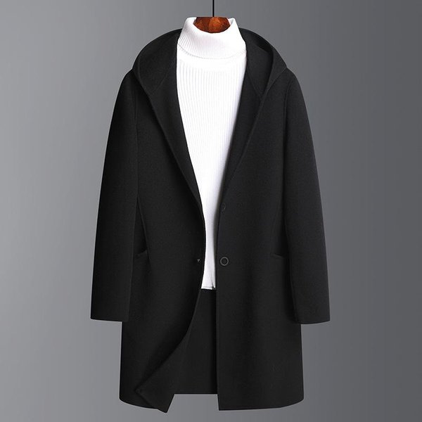 Abrigo De Piel OtoñO E Invierno Hombre Mediano Y Largo Con Capucha Gabardina Abrigo De Hombre Xxxl-image