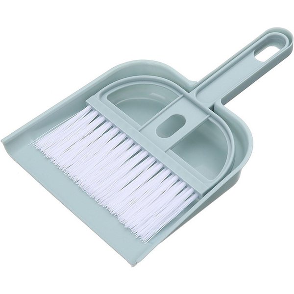 Cepillo De Limpieza Mini De Escritorio De PláStico Juego De Escoba PequeñA Y Recogedor Juego De Limpieza De Escritorio Azul NóRdico White-image