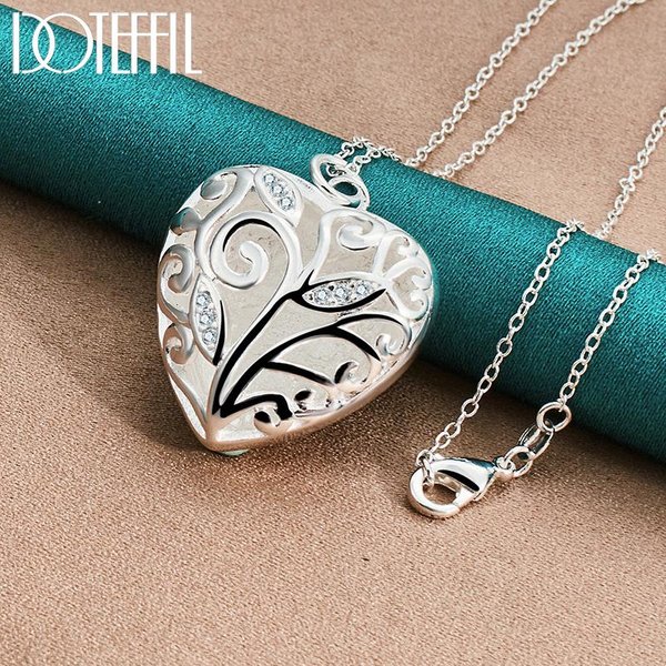 925 Sterling Silver Serce Wisiorek 16-30 Cali Naszyjnik Moda BiżUteria 75Cm Blue-image
