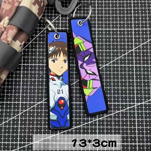 Brelok Evangelion Haft Anime Breloczek Do Kluczy Motocykle Samochody Plecak Chaveiro Brelok Dla Przyjaciół Modny Breloczek Prezenty Zabawka-image