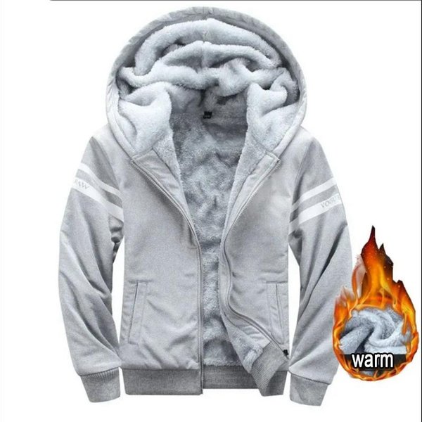 Chaqueta Con Capucha CáLida Para Hombre De OtoñO E Invierno, Sudadera De Moda Con Capucha Y Cremallera De Manga Larga Para Hombre, Chaqueta TéRmica Para Hombre Xxxxl Gris-image