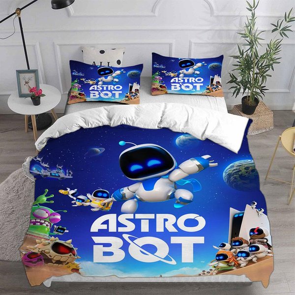 Juegos De Cama Astro BOT Cubrecama EdredóN Funda NóRdica Funda De Almohada Juegos De 2-3 Piezas NiñOs Adultos DecoracióN Dormitorio Infantil Regalos Para NiñOs US Twin173X218Cm-image