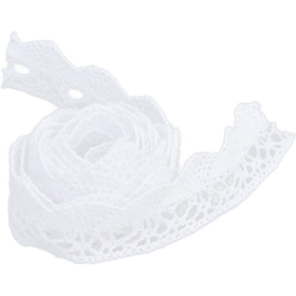 Cinta De Encaje DIY De Red De AlgodóN De 2 Cm De Ancho Y 20 Yardas, Elegante Adorno De Encaje De Tela Para Cortinas Y Ropa. Blanco-image