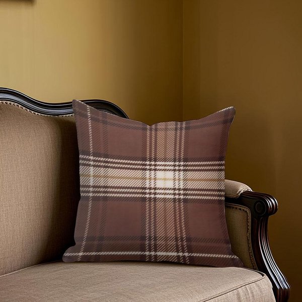 Funda De CojíN Cuadrada Jacquard A Cuadros MarróN CláSico Para Sofá Oficina CojíN Lumbar Funda Decorativa Para El Hogar 50X50Cm Brown-image