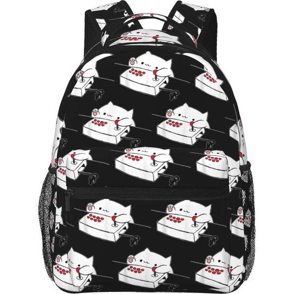 Mochila Escolar Bongo Cat Bolso Escolar Mochila De DíA Para Senderismo Viajes Para Hombres Mujeres Moda Bolso Para Libros Bolsos De Hombro One Size Gray-image