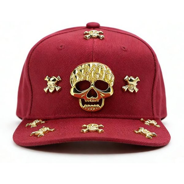 Unisex Kapelusze Hip-Hopowe Z Metką Szkielet I WiertłEm Kapelusz ZewnęTrzny Z Szerokim Rondem Do Street Dance Modne Codzienne Czapki Baseballowe Kapelusz PrzeciwsłOneczny 56-60 Adjustable Czerwony-image
