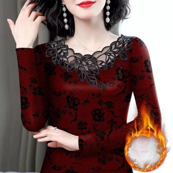 Nueva Camiseta Base De Terciopelo AlemáN De Doble Cara Integrado Con Cuello Alto Medio Para Mujer De Manga Larga Ajustada Y VersáTil Top CáLido 4XL-image