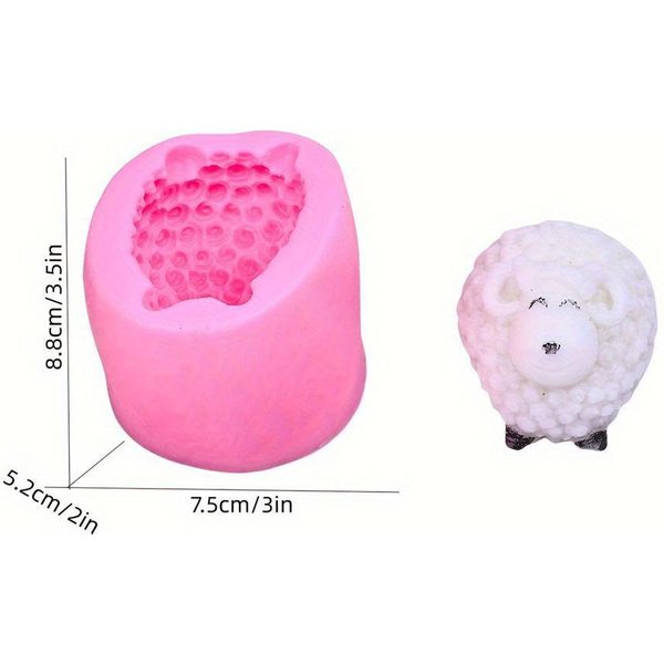 3D Owca ŚWieca Silikonowa Forma Zwierzę Koza Cukierki Ciasto Pieczenia Forma RęCznie Robiona ŚWieca Ciasto Dekoracja NarzęDzie Pink-image