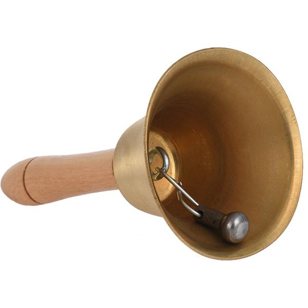 Campana De Mano De LatóN Campana De Llamada Fuerte Campana De Mano Campana De Escritorio Con Mango De Madera Para DecoracióN De Boda Festival LíNea De Comida-image