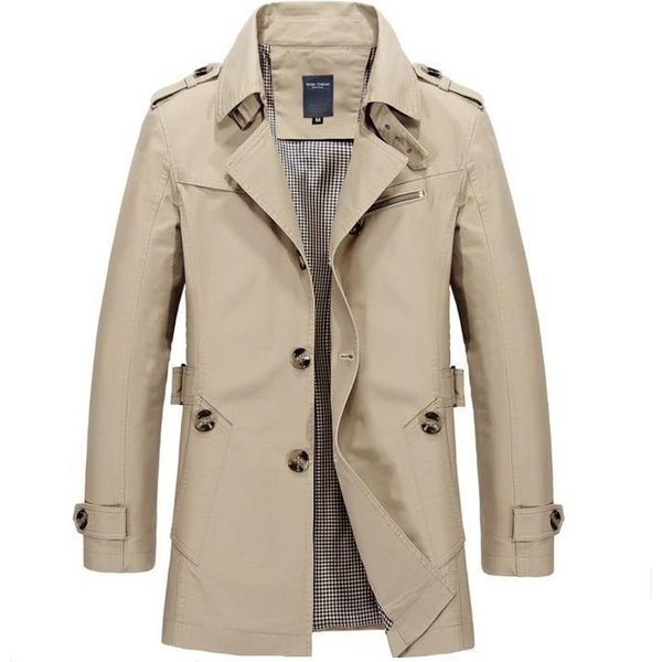 Gabardina OtoñO/Primavera Chaquetas Para Hombre Ropa Exterior Casual Cortavientos Chaquetas Abrigos L Beige-image