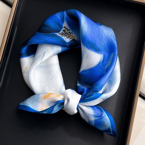 Jedwabny Szalik Damski Kwadratowy Na Szyję Opaska Na GłOwę Chusty Bandana Modny HidżAb Szale Poncho Szale Pashima Damski Foulard 53Cm Real Silk 53X53Cm-image