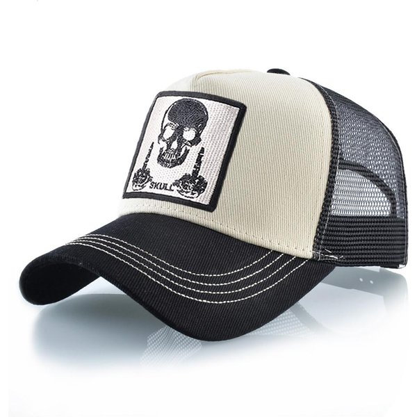Unisex Czapka Trucker MęSka Czapka Baseballowa Na Cztery Pory Roku Z Naszywką Czaszki Damski Snapback Hip Hop Czapka Baseballowa Outdoor Sportowa Codzienna Czapka Gray-image