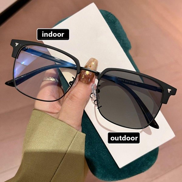 MęSkie Biznesowe PółRamkowe Fotochromowe Okulary Dla KróTkowzrocznośCi Outdoor ZmieniająCe Kolor Okulary PrzeciwsłOneczne WykońCzone Okulary Do Bliskiego Wzroku Dioptrii -2.0-image