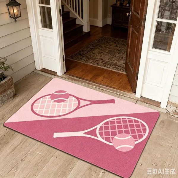 Mata Pod Drzwi Do Tenisa AntypośLizgowa PiłKa Sportowa Witamy Mata PodłOgowa PomarańCzowa Zielona Dywanik PodłOgowy Dywan Kuchenny Dywanik Do Przedpokoju 60X90Cm-image