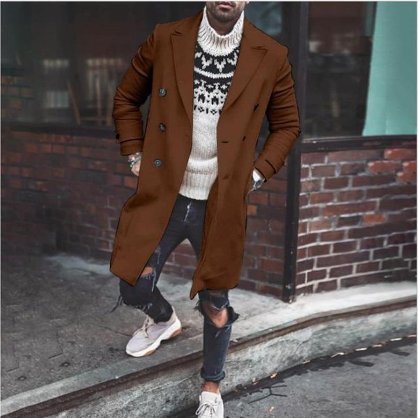 Abrigo De Lana Para OtoñO E Invierno Abrigo Largo De Lana Para Hombre 3XL Gray-image