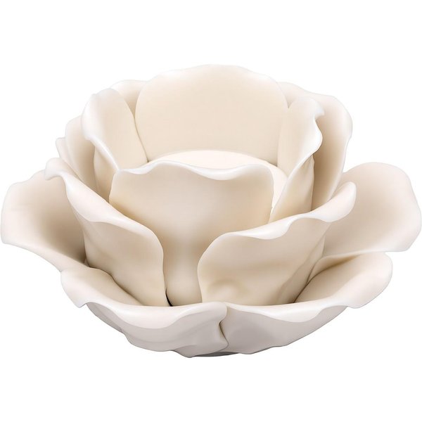 Portavelas De Té Flor Rosa Portavelas Decorativo Soporte DecoracióN De Mesa Para Hogar Boda Fiesta Blanco-image