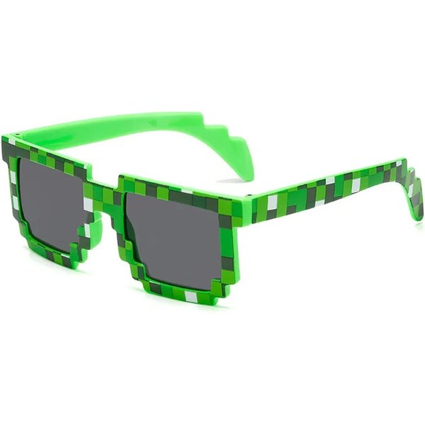 Nuevas Gafas De Sol De Moda Creeper Pixel Gafas Divertidas Para NiñOs NiñAs Novedad Gafas De Sol Mosaico Modernas 1PC Green-image