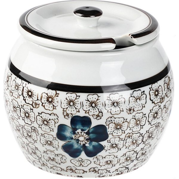 Tarro De CeráMica Para Especias 600Ml Recipiente De Cocina Tarro De CeráMica Para Almacenamiento De Alimentos Con Tapa HerméTica Para Café Té White-image