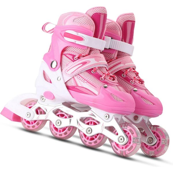 Patines En LíNea Iluminados Ajustables Con Ruedas Luminosas Para NiñOs Y Adultos Para NiñAs Y NiñOs Hombres Y Mujeres M Color Rosa-image
