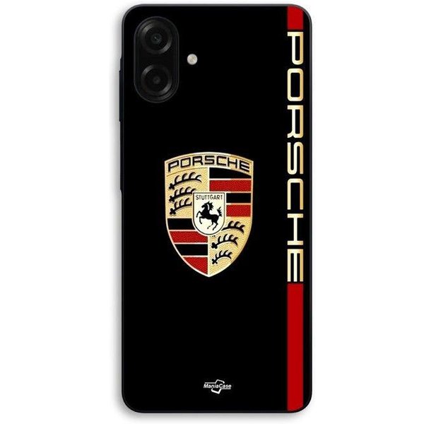 Coque Pour Samsung Galaxy A07 Porsche Logo Rouge Et DoréE Fond Noir Maniacase-image