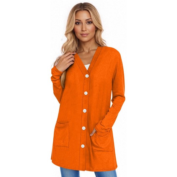 Damski Kardigan Z DłUgim RęKawem, Casualowa Kurtka Z Kieszeniami, Top XL Brown-image