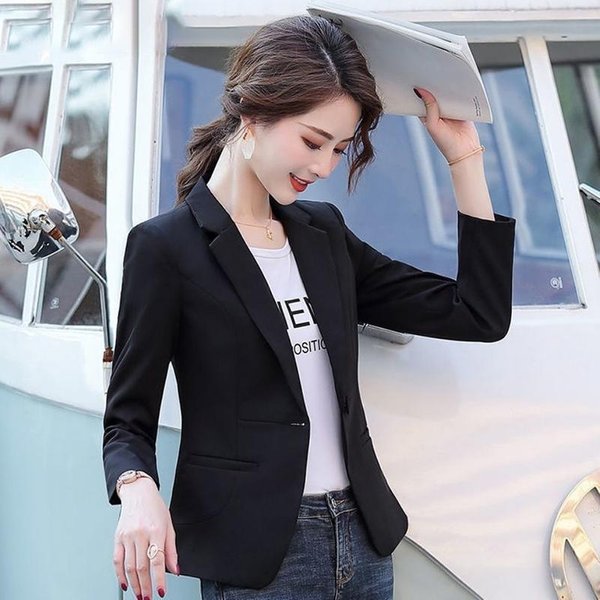 Blazer Corto Delgado Chaqueta Casual De Temperamento Para Mujer Abrigo Blanco Dama De Oficina Puede Usar Atuendo Profesional Para El Trabajo Blazer Elegante XXL Blanco-image