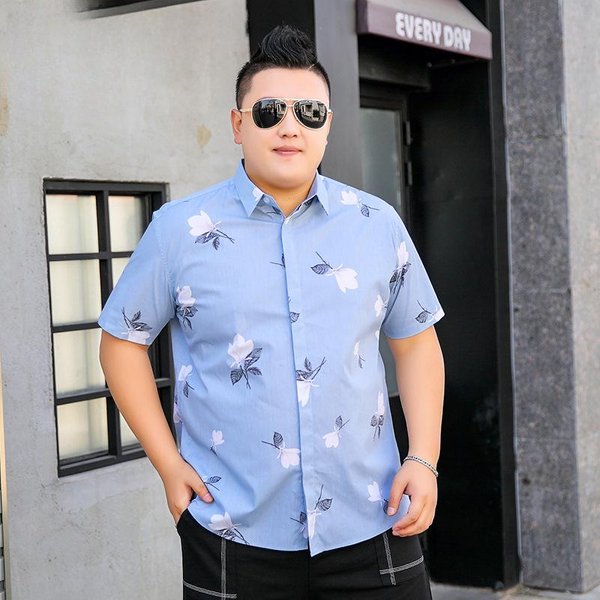 Camisa De Solapa De Manga Corta Para Hombre Gordo, Talla Grande, Camisa Popular De Gran TamañO Para Hombre Gordo, Ropa De Verano Para Hombre Gordo Con Cuello 4XL Black-image