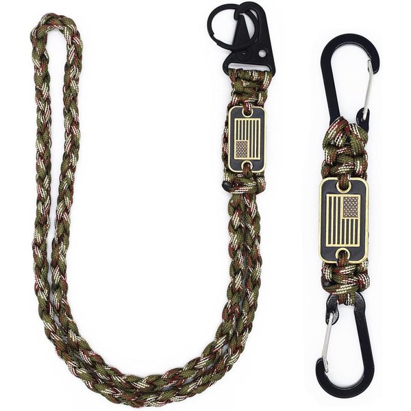 2 Piezas CordóN Paracord Resistente Collar 550 Llavero Trenzado Con Cuerda De ParacaíDas Bandera De Ee. Uu. Para Camping Al Aire Libre Senderismo Llaves-image