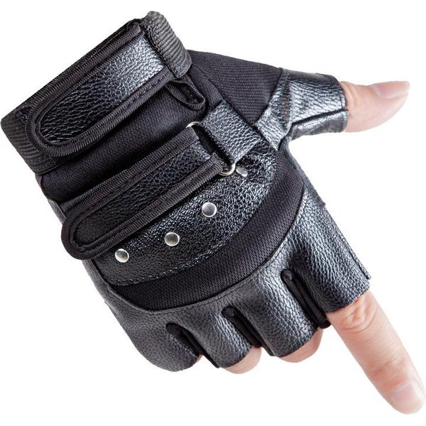 SkóRzane RęKawiczki Bez PalcóW MęSkie I Damskie Sporty Outdoorowe Kolarstwo Fitness Wspinaczka Taktyka Motocross RęKawiczki Ze SkóRy PU One Size-image