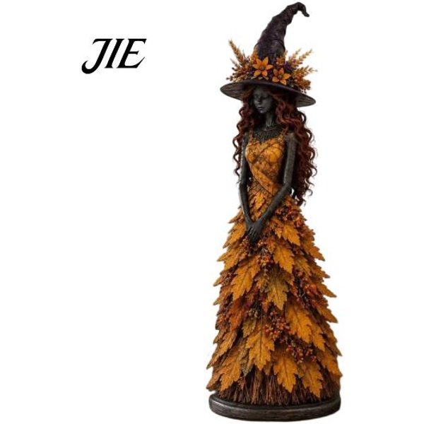 ŚWiąTeczne Jesienne Dekoracje śRodka StołU Figurka WiedźMy, Statua Na Halloween, Jesienna Dekoracja StołU, Dekoracja PółKi RęCznie Malowana Dekoracja Z żYwicy Na Kominek M C-image
