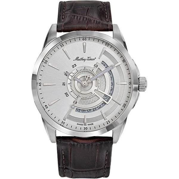 Reloj Mathey-Tissot Mondo Con Correa De Cuero Y Esfera Plateada De Cuarzo H711AS Para Hombre Plata-image