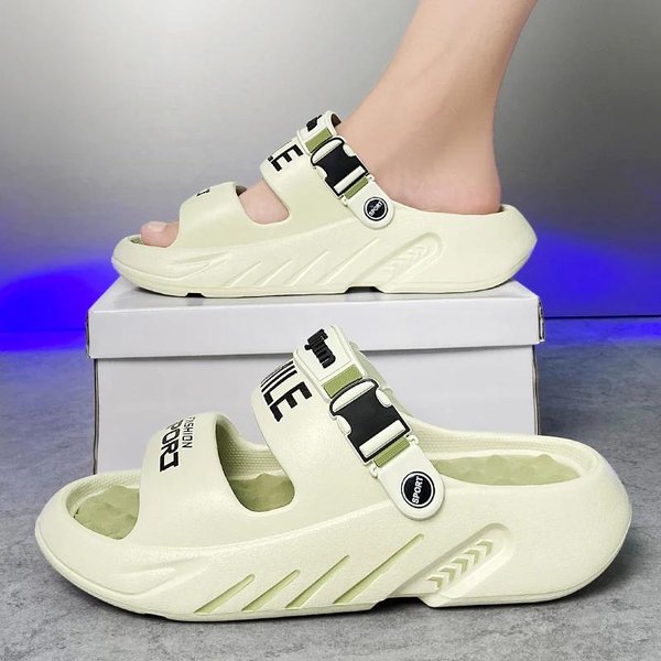 Nuevas Pantuflas De Masaje Para Hombre Sandalias De Exterior Playa CóModas Chanclas Suaves Zapatos Casuales Hombre Pantuflas De Interior Exterior Talla Grande 39-48 39-40 Verde-image