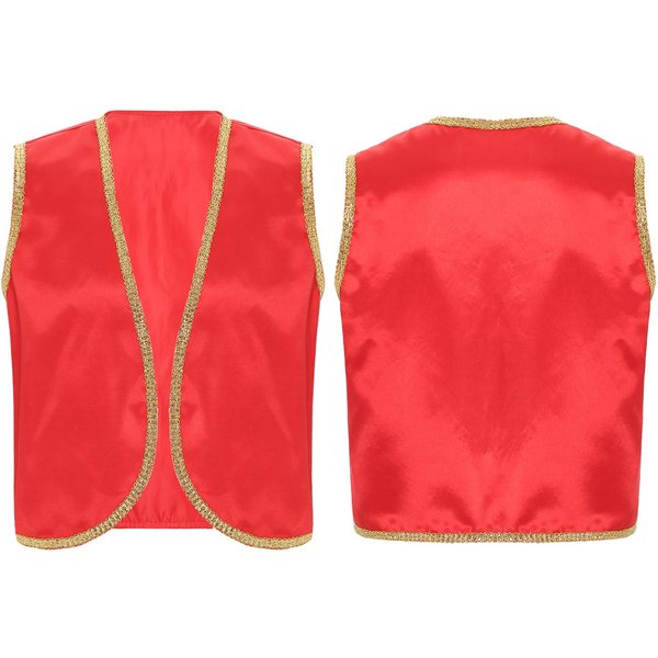 Chaleco De Halloween Para Hombre, PríNcipe áRabe, Mancha, Adorno Dorado Brillante, Frente Abierto, Chaleco Curvo, Disfraces De Cosplay áRabe Indio XXL BorgoñA-image